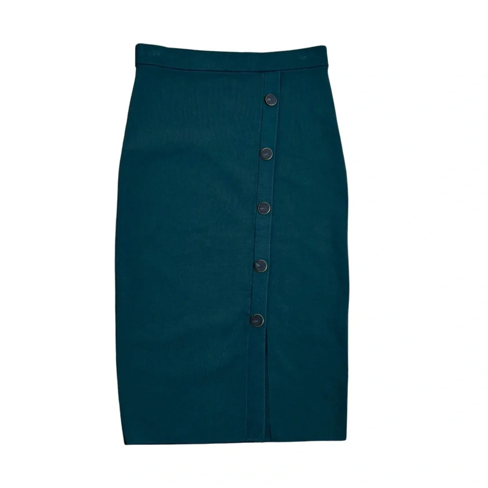 REISS Hatty Button Front Skirt Green Size M NWT